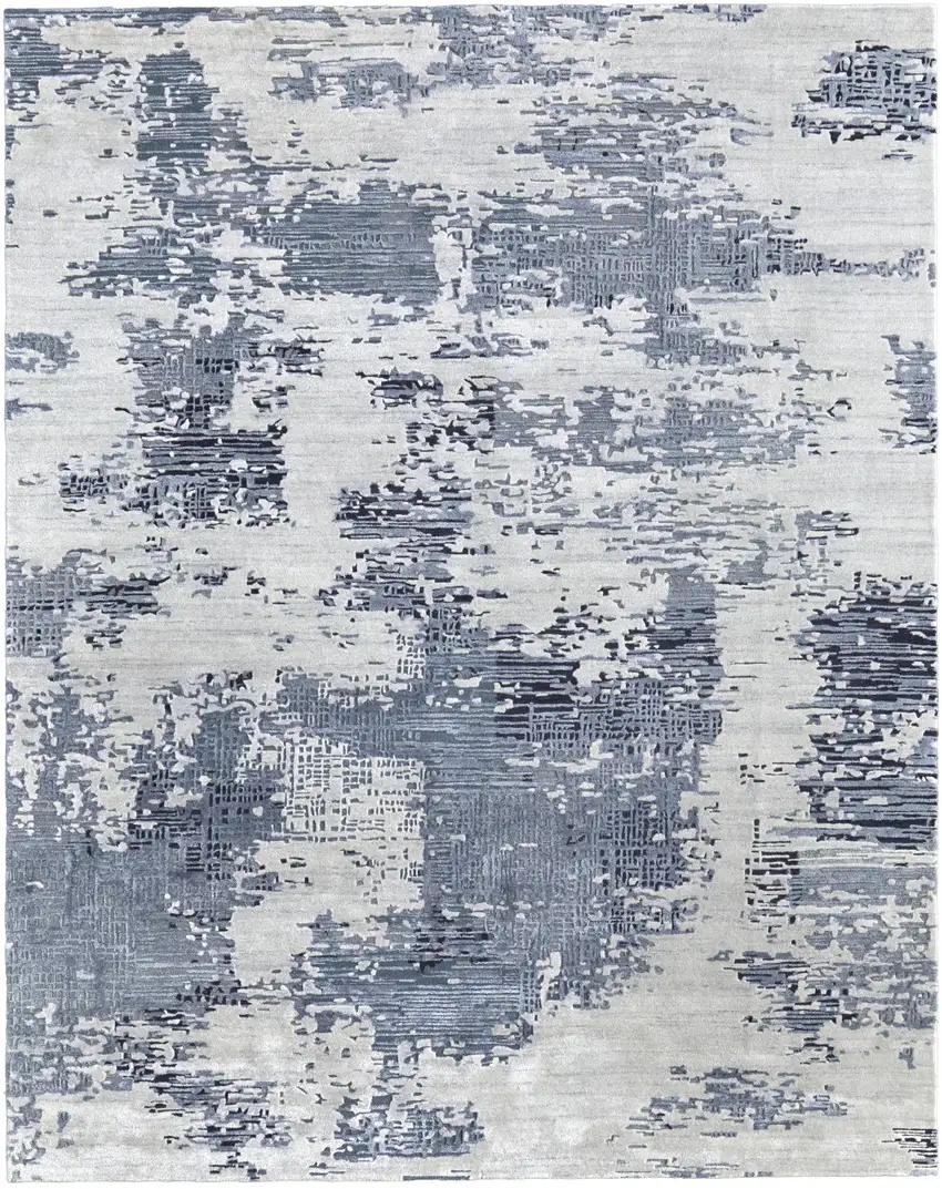 Gray Taupe and Blue Abstract Hand Tufted Area Rug Photo 6
