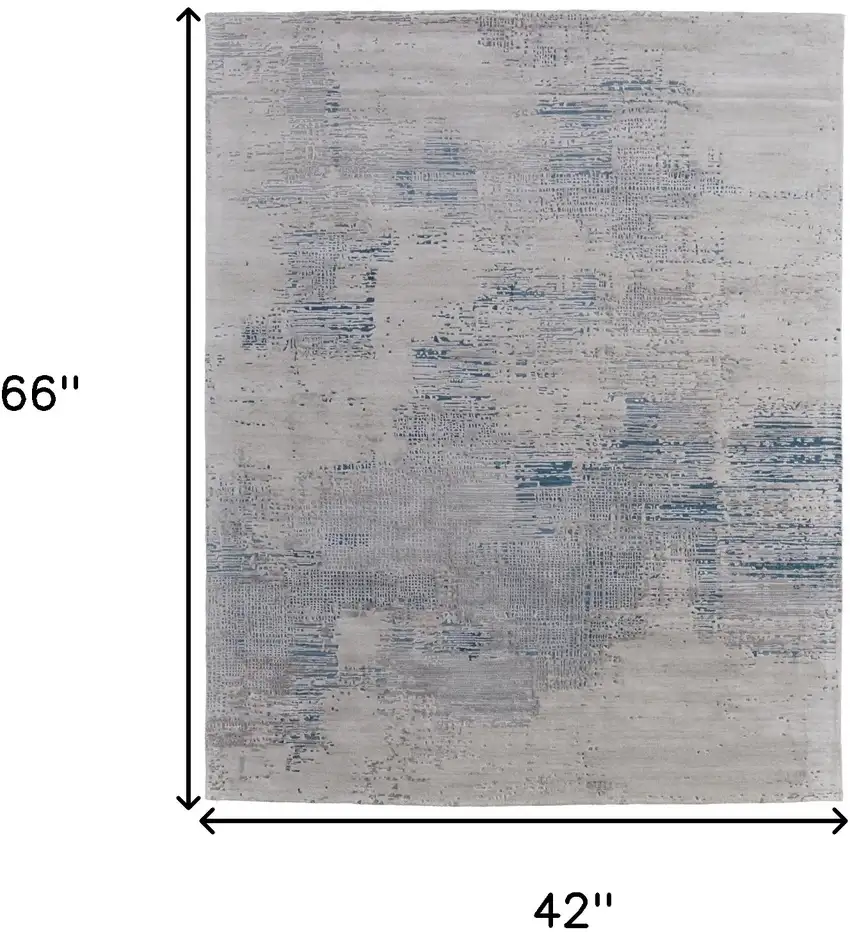 Gray Taupe and Blue Abstract Hand Tufted Area Rug Photo 3