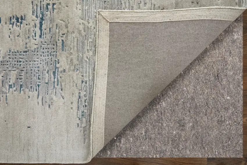 Gray Taupe and Blue Abstract Hand Tufted Area Rug Photo 7