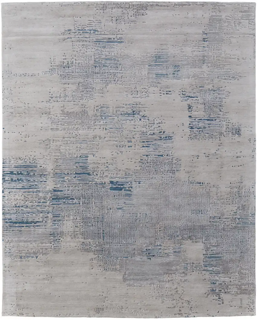 Gray Taupe and Blue Abstract Hand Tufted Area Rug Photo 4