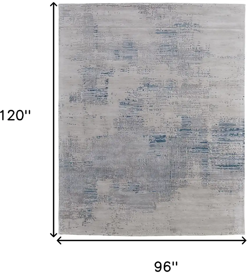 Gray Taupe and Blue Abstract Hand Tufted Area Rug Photo 3