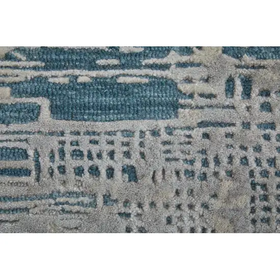 Gray Taupe and Blue Abstract Hand Tufted Area Rug Photo 9