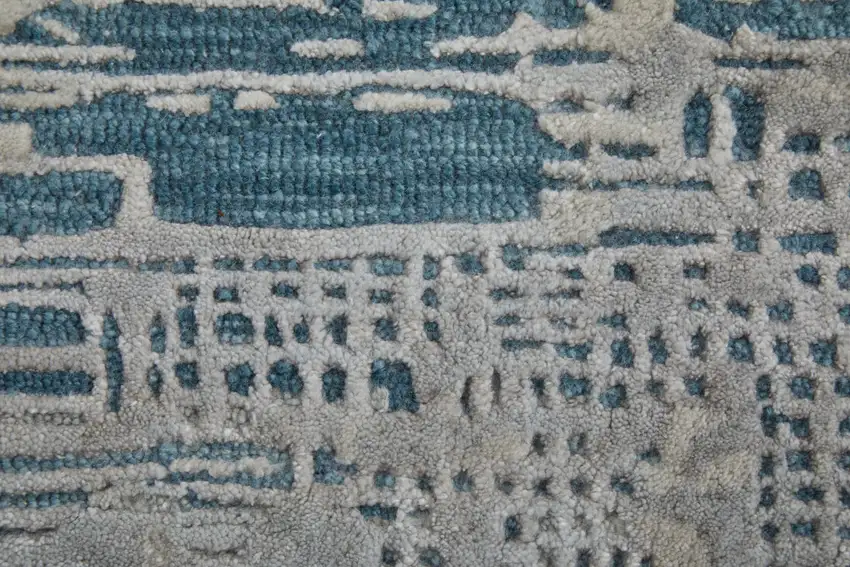 Gray Taupe and Blue Abstract Hand Tufted Area Rug Photo 9