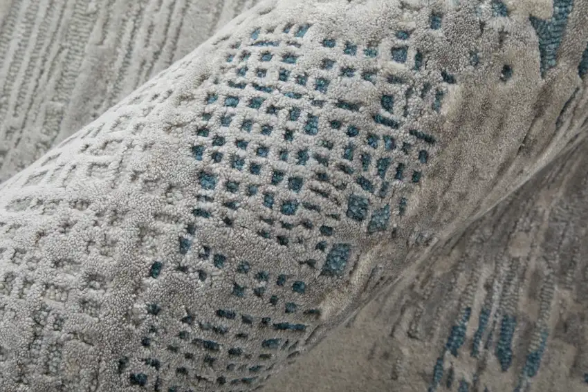 Gray Taupe and Blue Abstract Hand Tufted Area Rug Photo 9