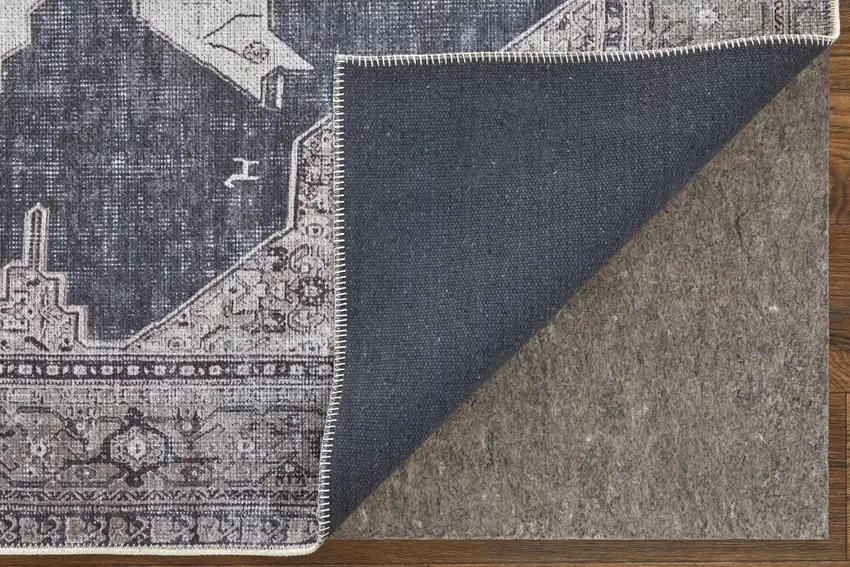 Gray Taupe and Ivory Oriental Power Loom Washable Area Rug Photo 9
