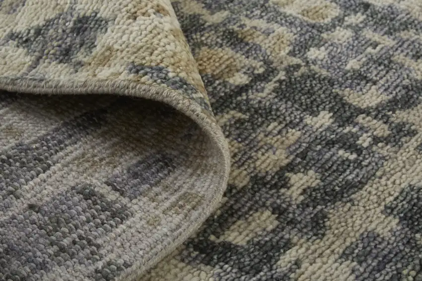 Gray Taupe and Ivory Wool Abstract Hand Knotted Area Rug Photo 9