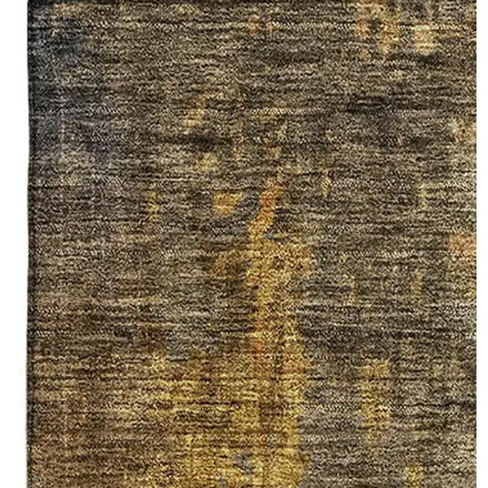 Gray Teal And Gold Striped Washable Area Rug With UV Protection Photo 5