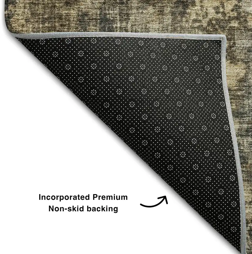 Gray Teal And Gold Striped Washable Area Rug With UV Protection Photo 8