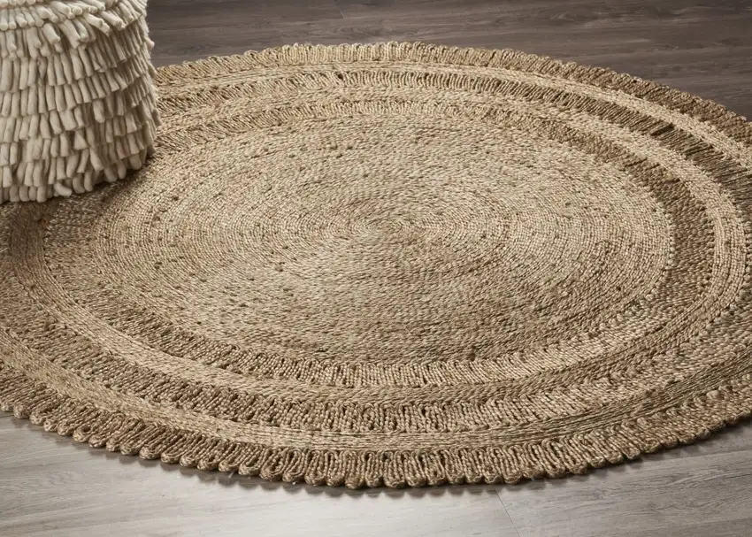 Gray Toned Braided Natural Jute Area Rug Photo 7