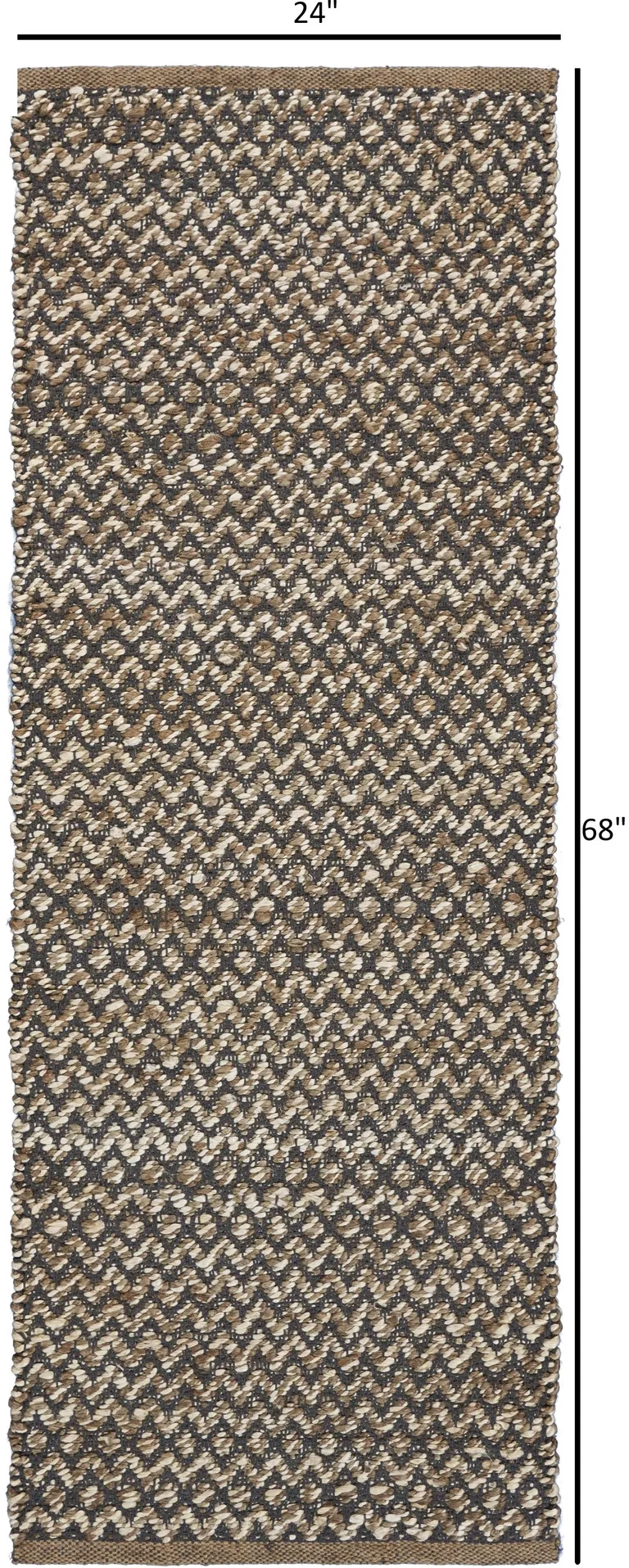 Gray Toned Chevron Patterned Runner Rug Photo 3