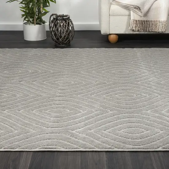 5' X 7' Gray Trellis Area Rug Photo 6