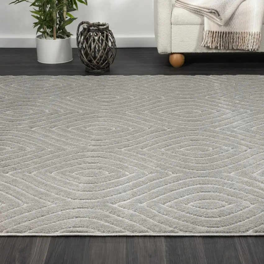 5' X 7' Gray Trellis Area Rug Photo 6