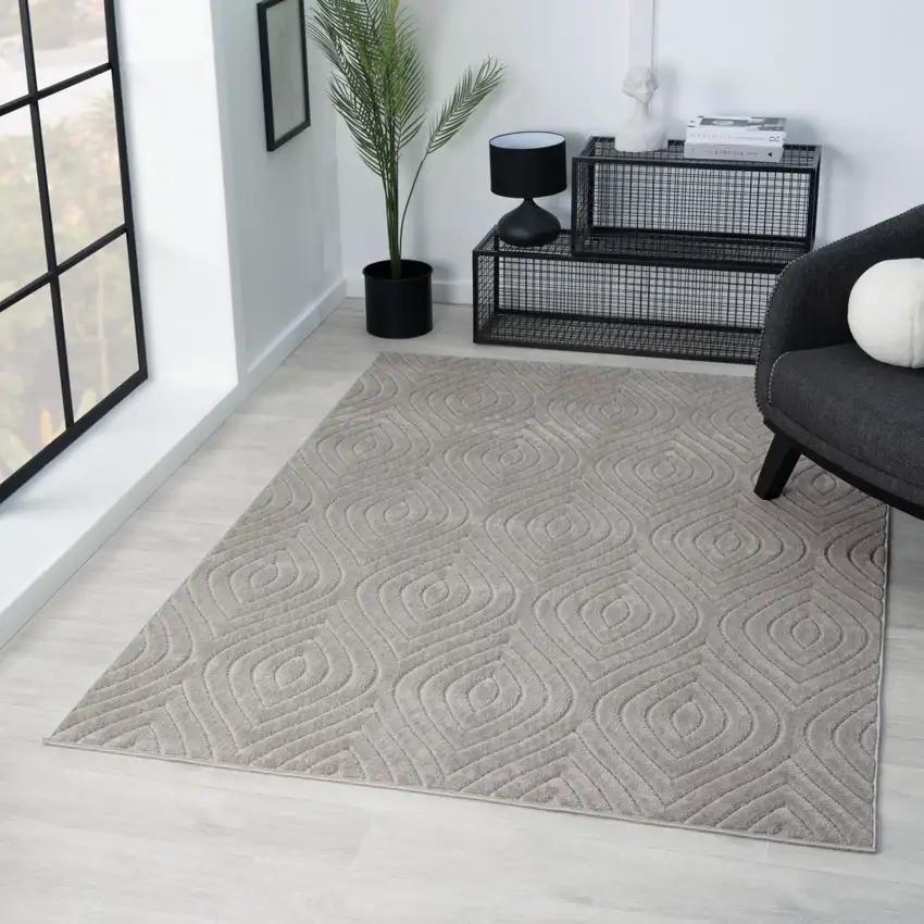 5' X 7' Gray Trellis Area Rug Photo 5