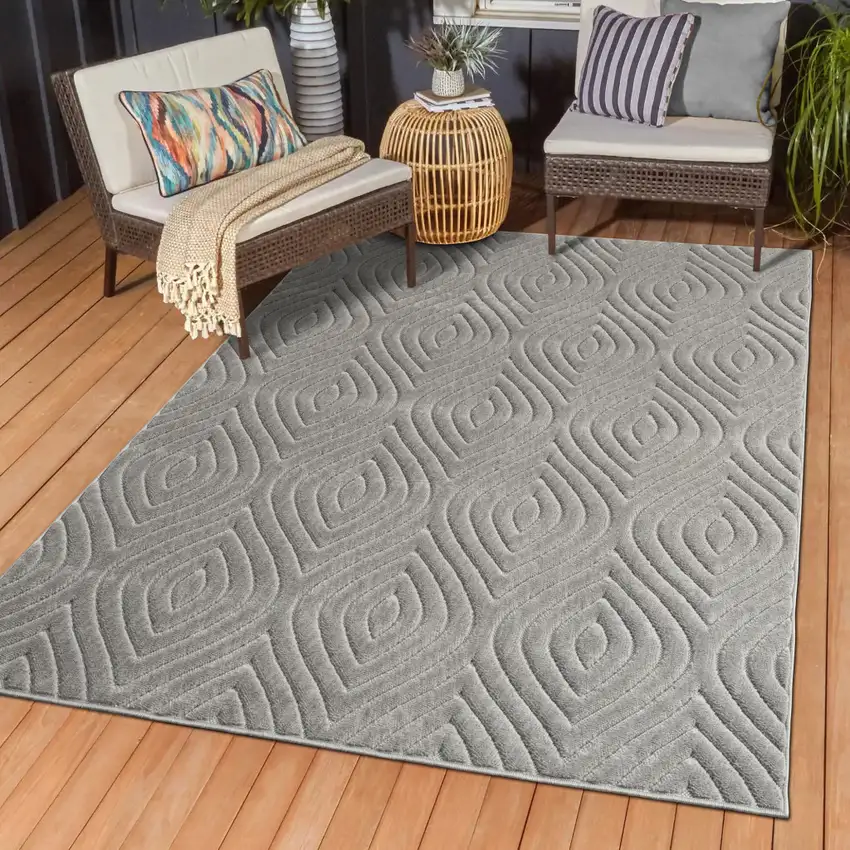 5' X 7' Gray Trellis Area Rug Photo 8