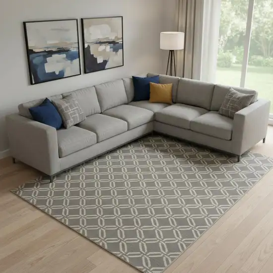 Gray Trellis Power Loom Area Rug Photo 1