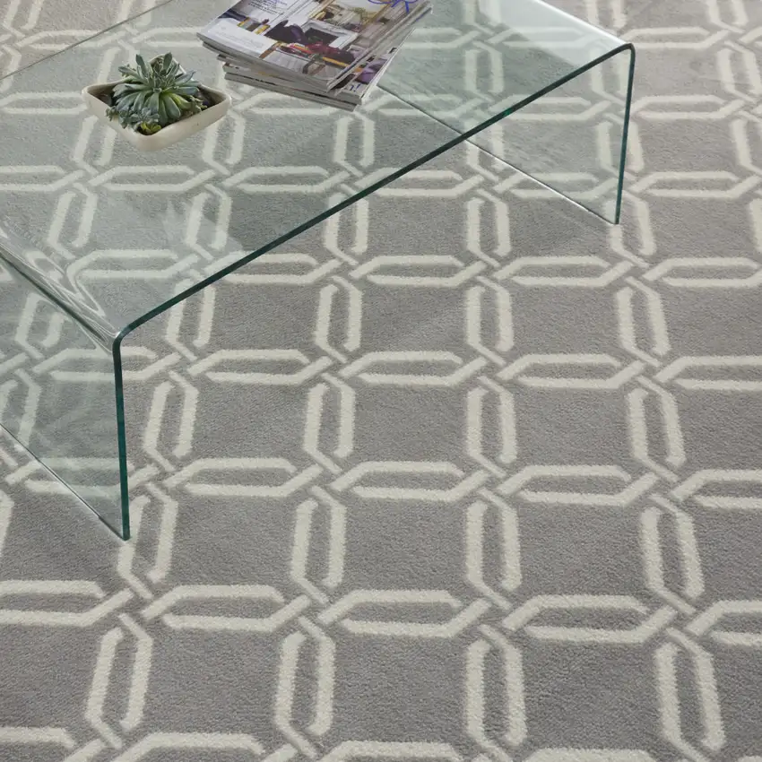 Gray Trellis Power Loom Area Rug Photo 9