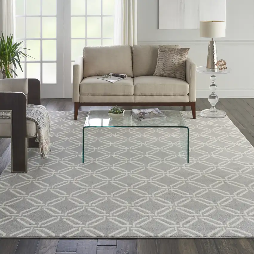 Gray Trellis Power Loom Area Rug Photo 3