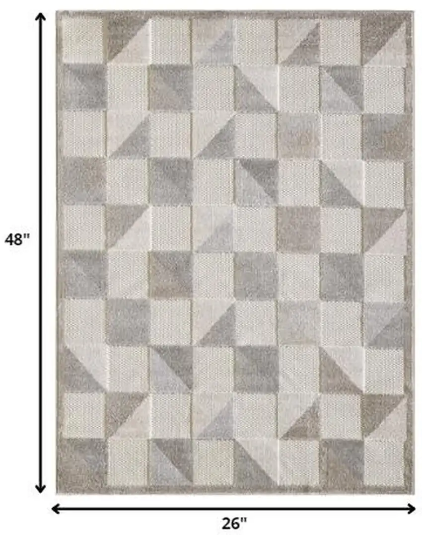 Gray Geometric Stain Resistant Indoor Outdoor Area Rug Photo 5