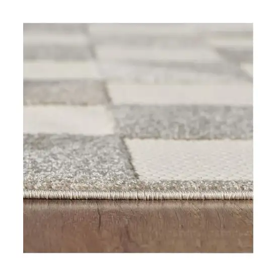 Gray Geometric Stain Resistant Indoor Outdoor Area Rug Photo 7