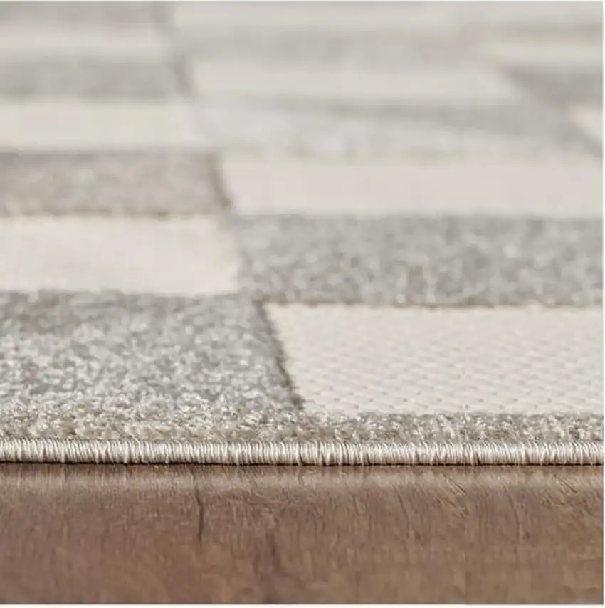 Gray Geometric Stain Resistant Indoor Outdoor Area Rug Photo 7