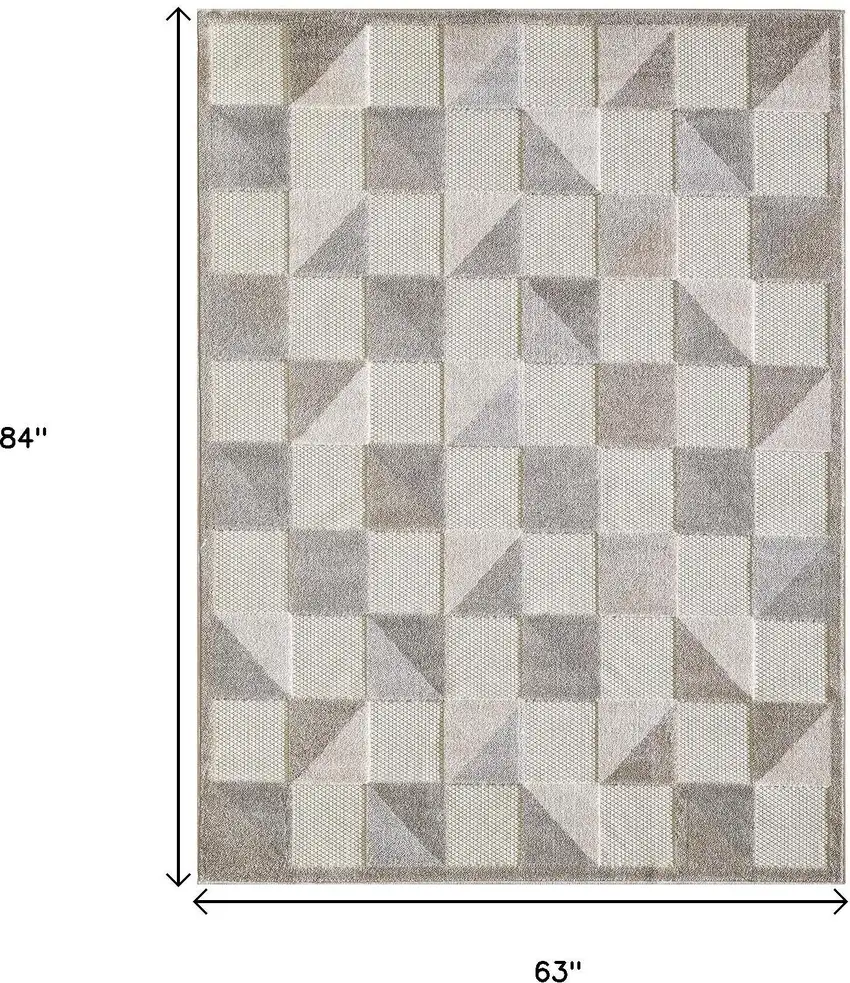Gray Geometric Stain Resistant Indoor Outdoor Area Rug Photo 8