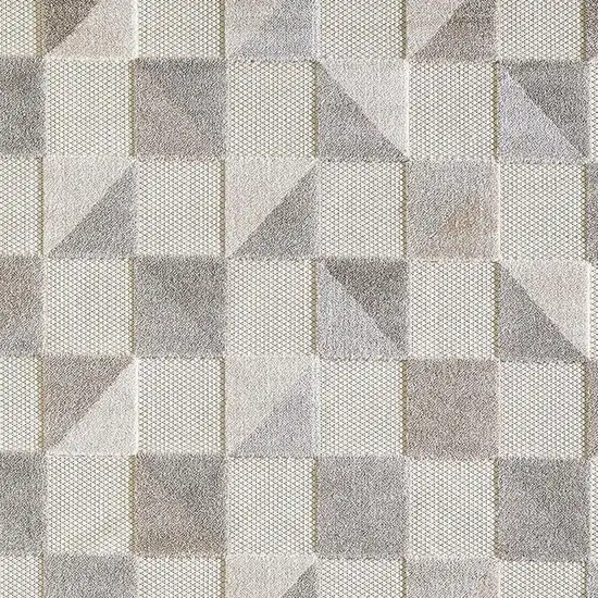 Gray Geometric Stain Resistant Indoor Outdoor Area Rug Photo 3