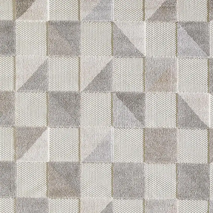 Gray Geometric Stain Resistant Indoor Outdoor Area Rug Photo 3