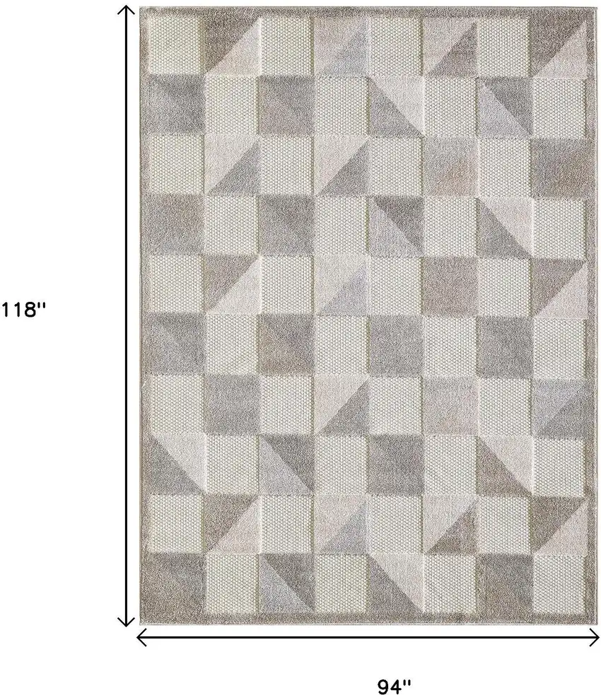 Gray Geometric Stain Resistant Indoor Outdoor Area Rug Photo 8