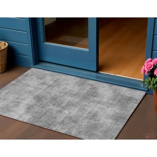Gray Washable Indoor Outdoor Area Rug Photo 1