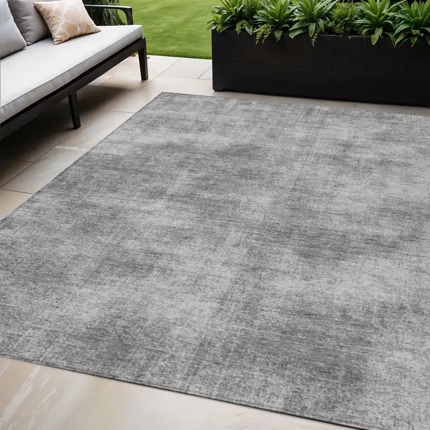 Gray Washable Indoor Outdoor Area Rug Photo 1