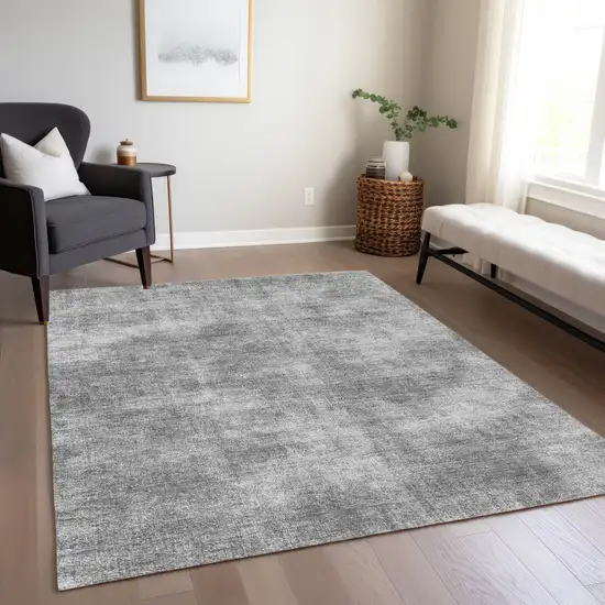 Gray Washable Indoor Outdoor Area Rug Photo 8