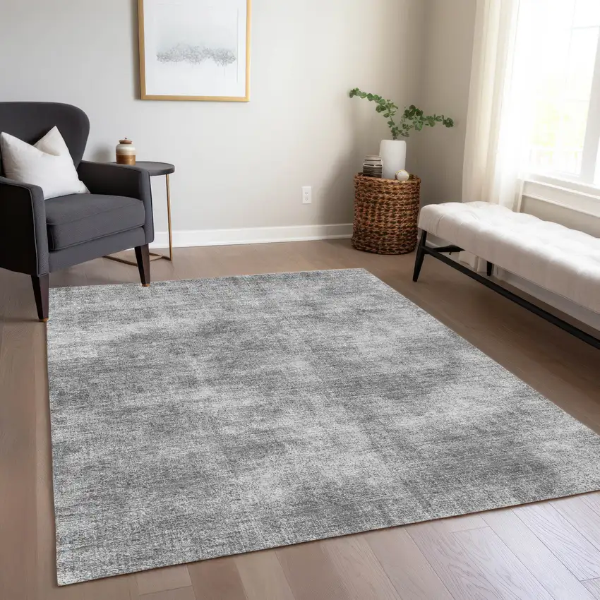Gray Washable Indoor Outdoor Area Rug Photo 8