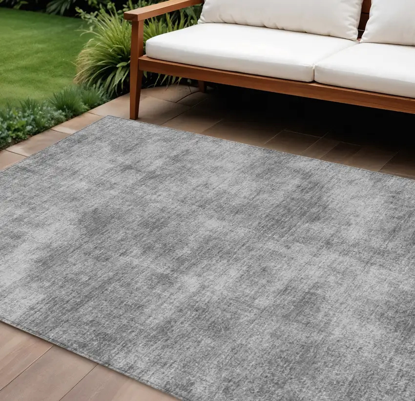 Gray Washable Indoor Outdoor Area Rug Photo 1