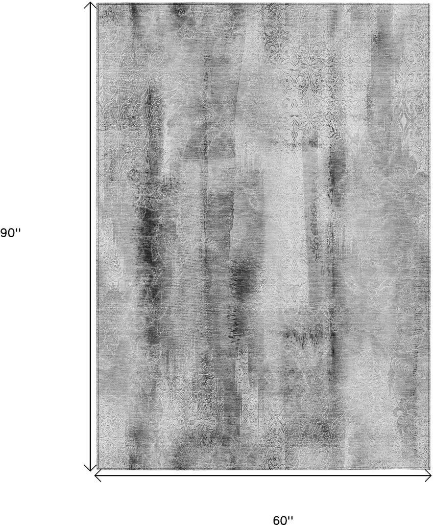 Gray Washable Non Skid Indoor Outdoor Area Rug Photo 3