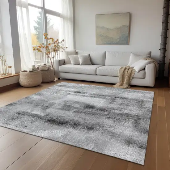 Gray Washable Non Skid Indoor Outdoor Area Rug Photo 9