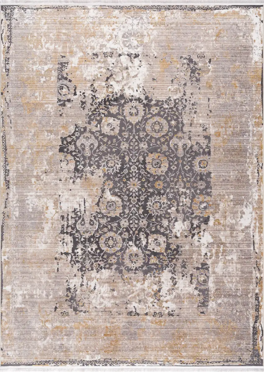 Gray Washed Out Persian Area Rug Photo 5