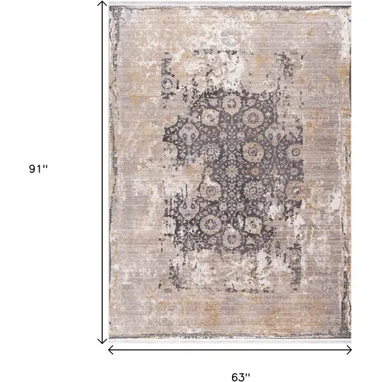 Gray and Ivory Oriental Non Skid Area Rug Photo 3