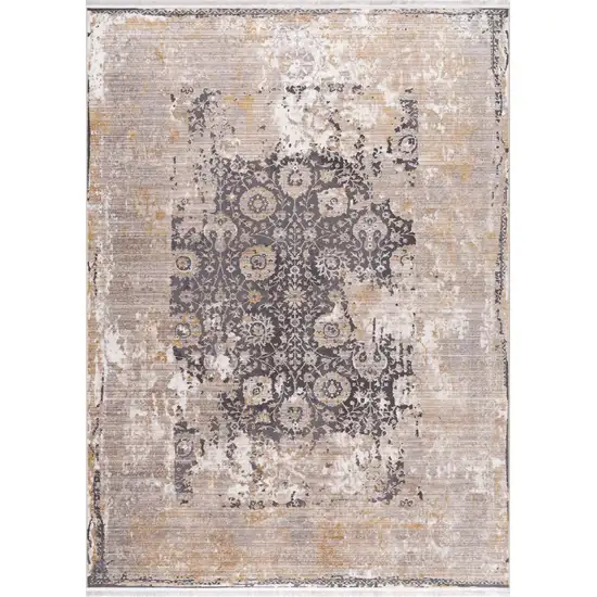 Gray and Ivory Oriental Non Skid Area Rug Photo 4