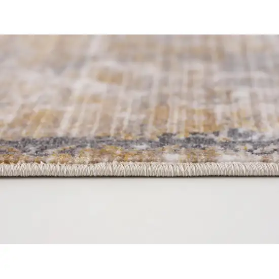 10' Gray And Ivory Oriental Runner Rug Photo 3