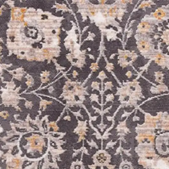 10' Gray And Ivory Oriental Runner Rug Photo 5