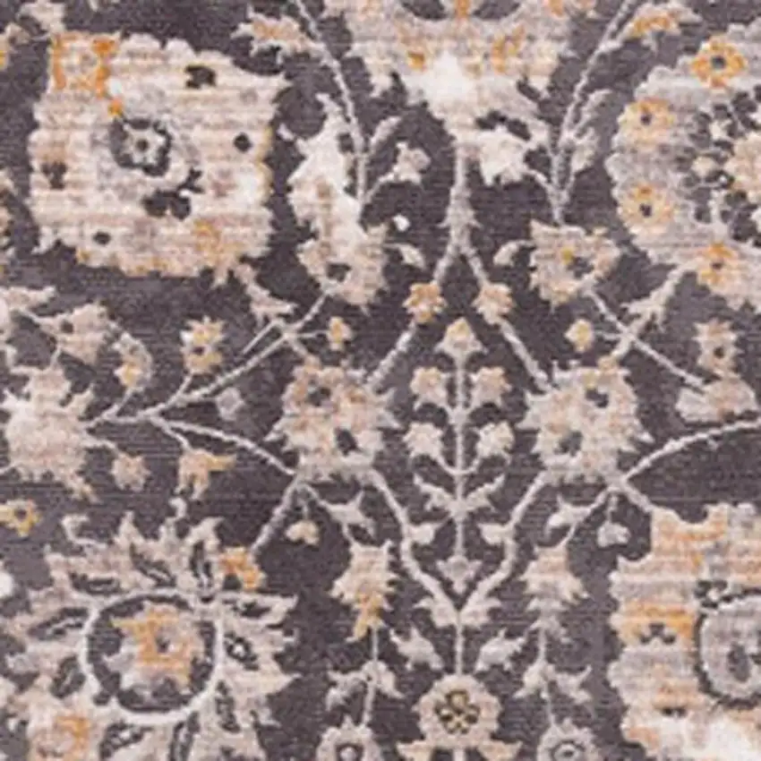 10' Gray And Ivory Oriental Runner Rug Photo 5