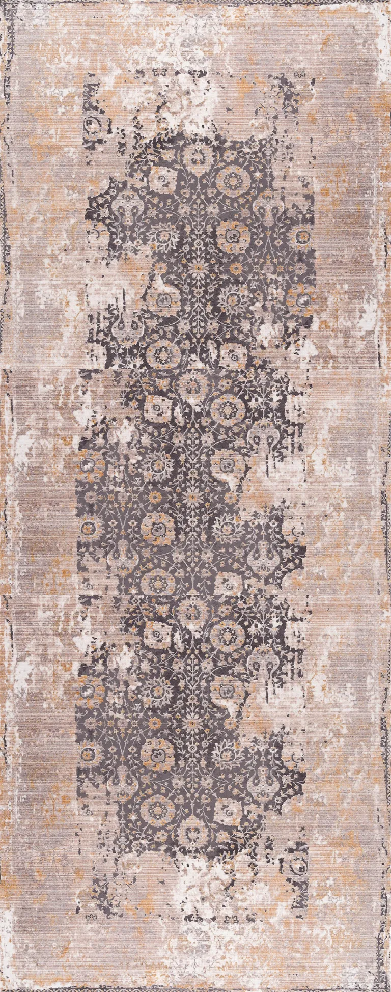 Gray Washed Out Persian Runner Rug Photo 2
