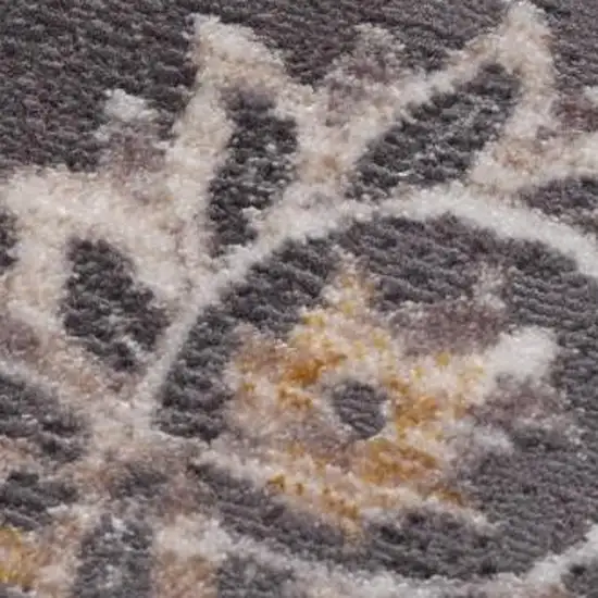 10' Gray And Ivory Oriental Runner Rug Photo 9