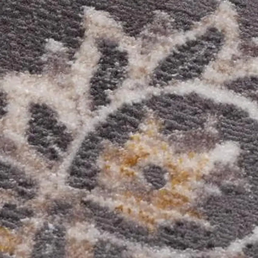 10' Gray And Ivory Oriental Runner Rug Photo 9