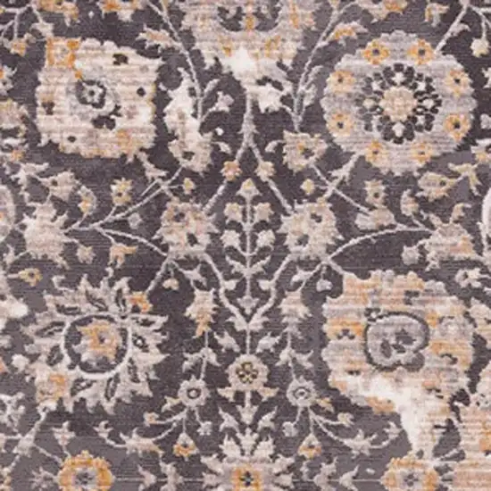 10' Gray And Ivory Oriental Runner Rug Photo 6