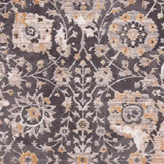 13' Gray And Ivory Oriental Runner Rug Photo 5
