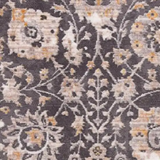 13' Gray And Ivory Oriental Runner Rug Photo 4