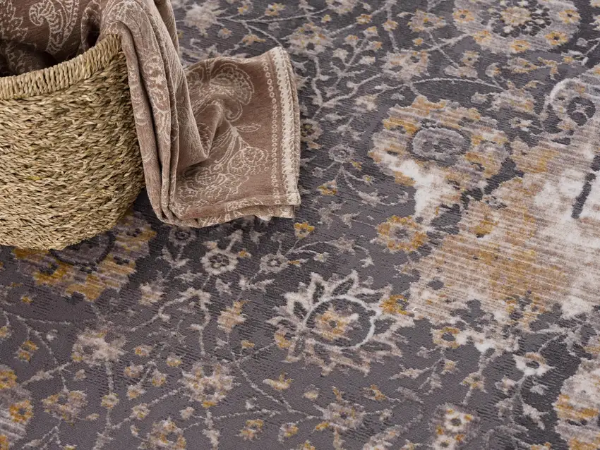 8' Gray And Ivory Oriental Runner Rug Photo 5