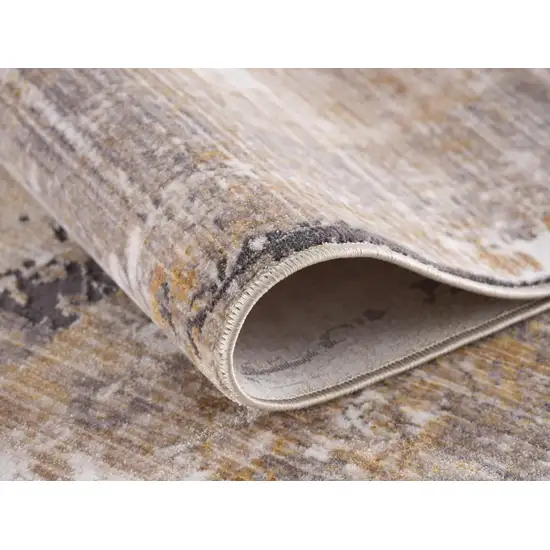 8' Gray And Ivory Oriental Runner Rug Photo 6