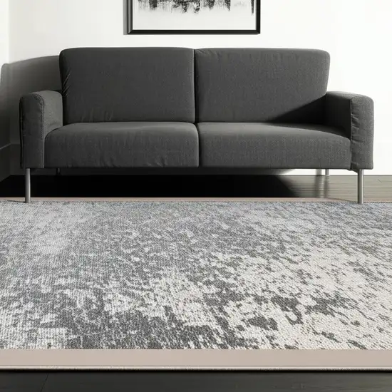 Gray White And Brown Abstract Washable Area Rug With UV Protection Photo 1